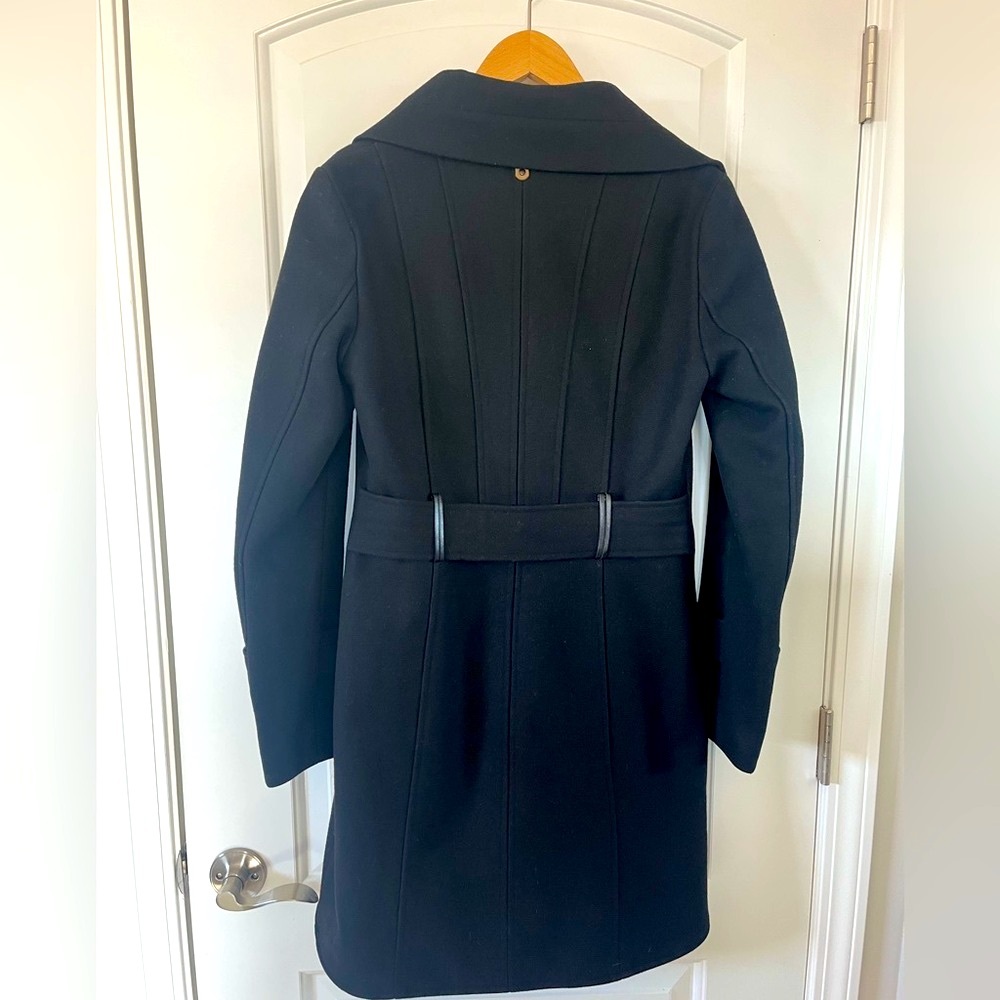 Mackage - Nixie Pea Coat - Black Wool Cashmere Blend & Leather Trim - Size XS - Picture 8 of 16